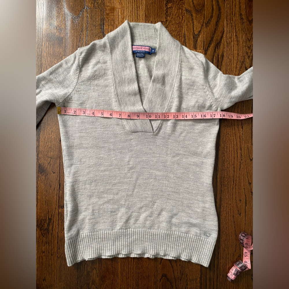 Cashmere Merino wool Vineyard Vines Gray V-Neck Collar Sweater Shep and Ian - Picture 3 of 16